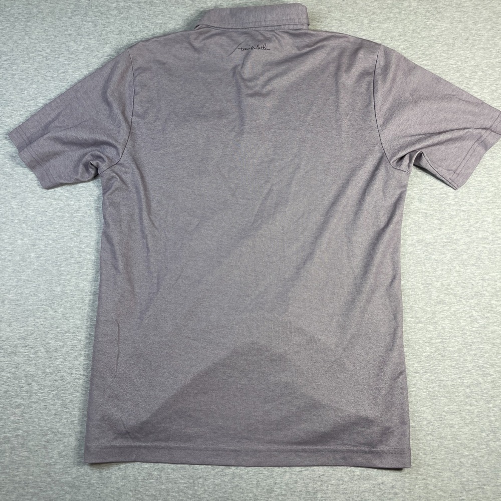 Travis Mathew Men M Polo Shirt Pocket Heather Purple Lavender Striped Golf 21.25 - Picture 6 of 9